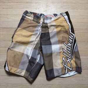 Billabong Mark Occhilupo Occy Signature Plaid Boardshorts Men's 30 Y2K